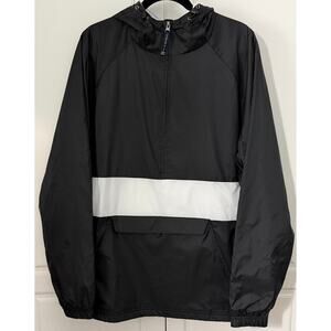 Charles River Apparel Black/White Unisex 1/2 Zip Pullover with Hood Size XL